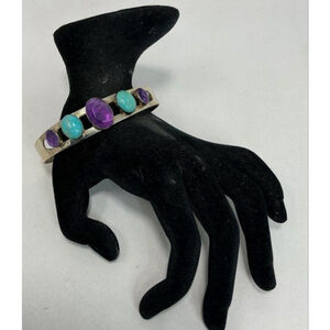 Jay King DTR Sterling Silver Turquoise Amethyst Cuff Bracelet Desert Rose HSN Ge